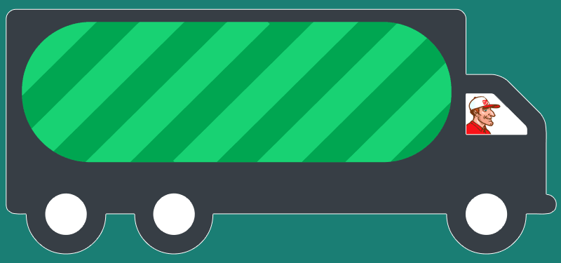 An animated icon for a delivery truck, showing a filling progress bar on it's trailer